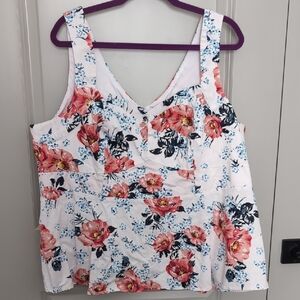 Torrid Floral Print Top - Pink and Blue